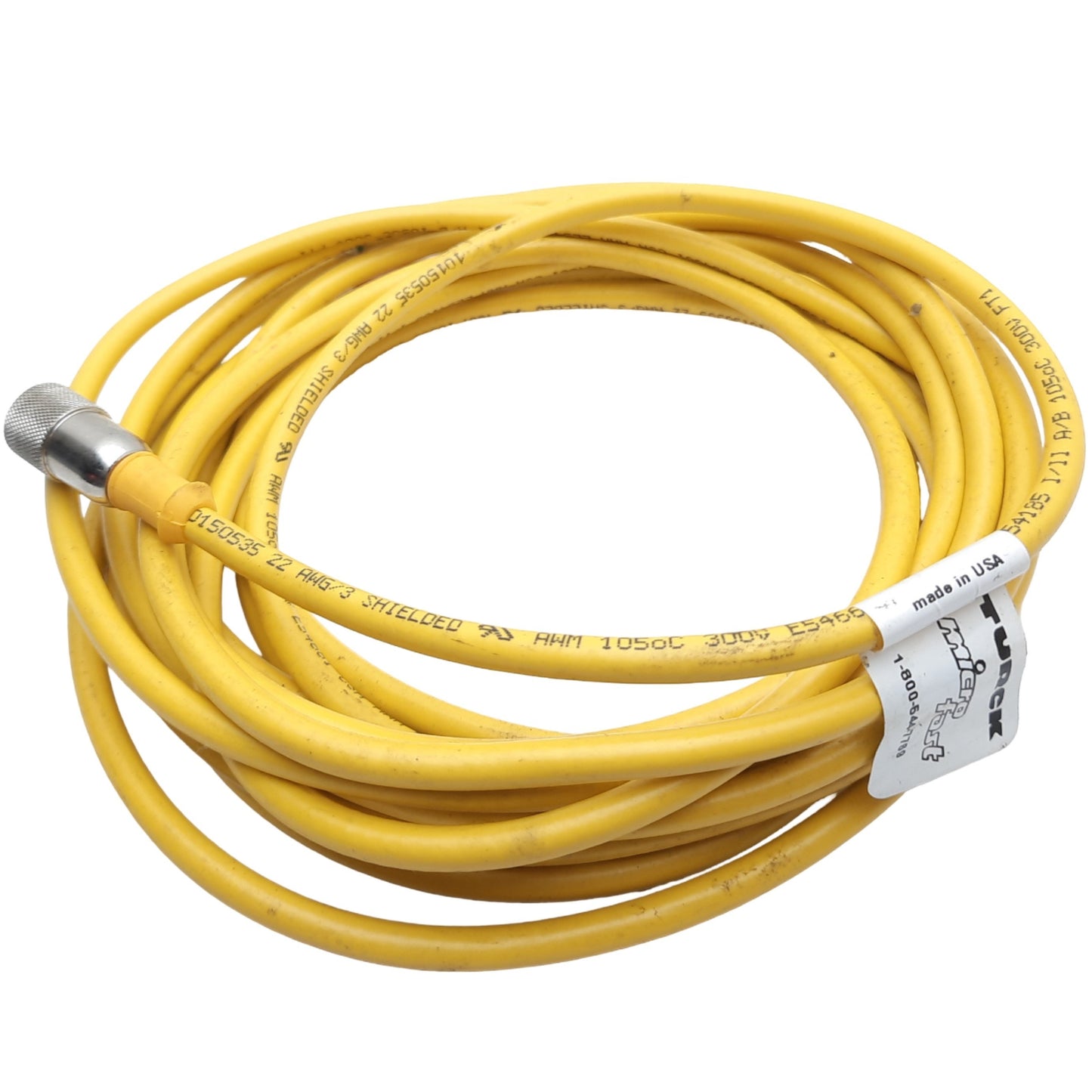 Used Turck KB 3T-6 MicroFast Cordset 3-Pin 1/2"-20 UNF Female to Flying Leads 250V 6m