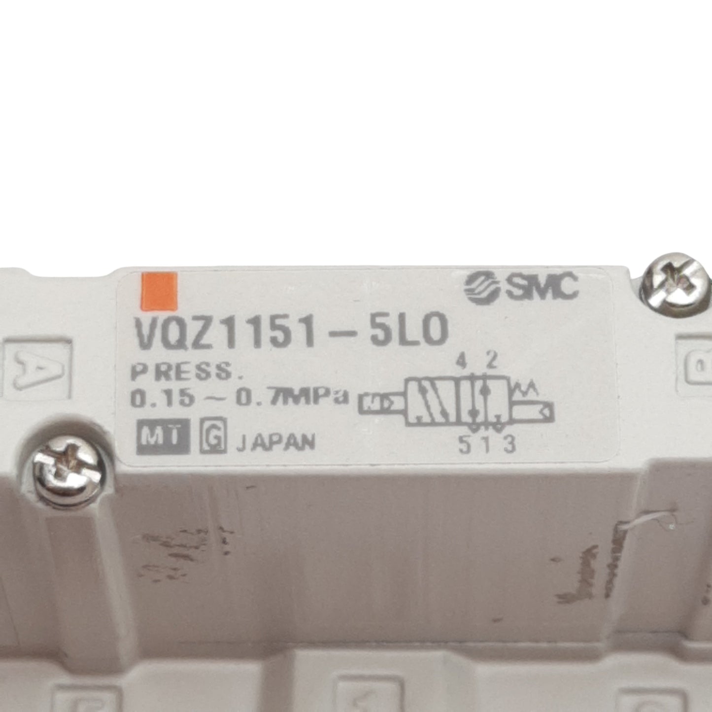 Used SMC VQZ1151-5LO Solenoid Valve, 5/2-Way NC, 0.15-0.7MPa, 1/8in NPT, 24VDC Coil