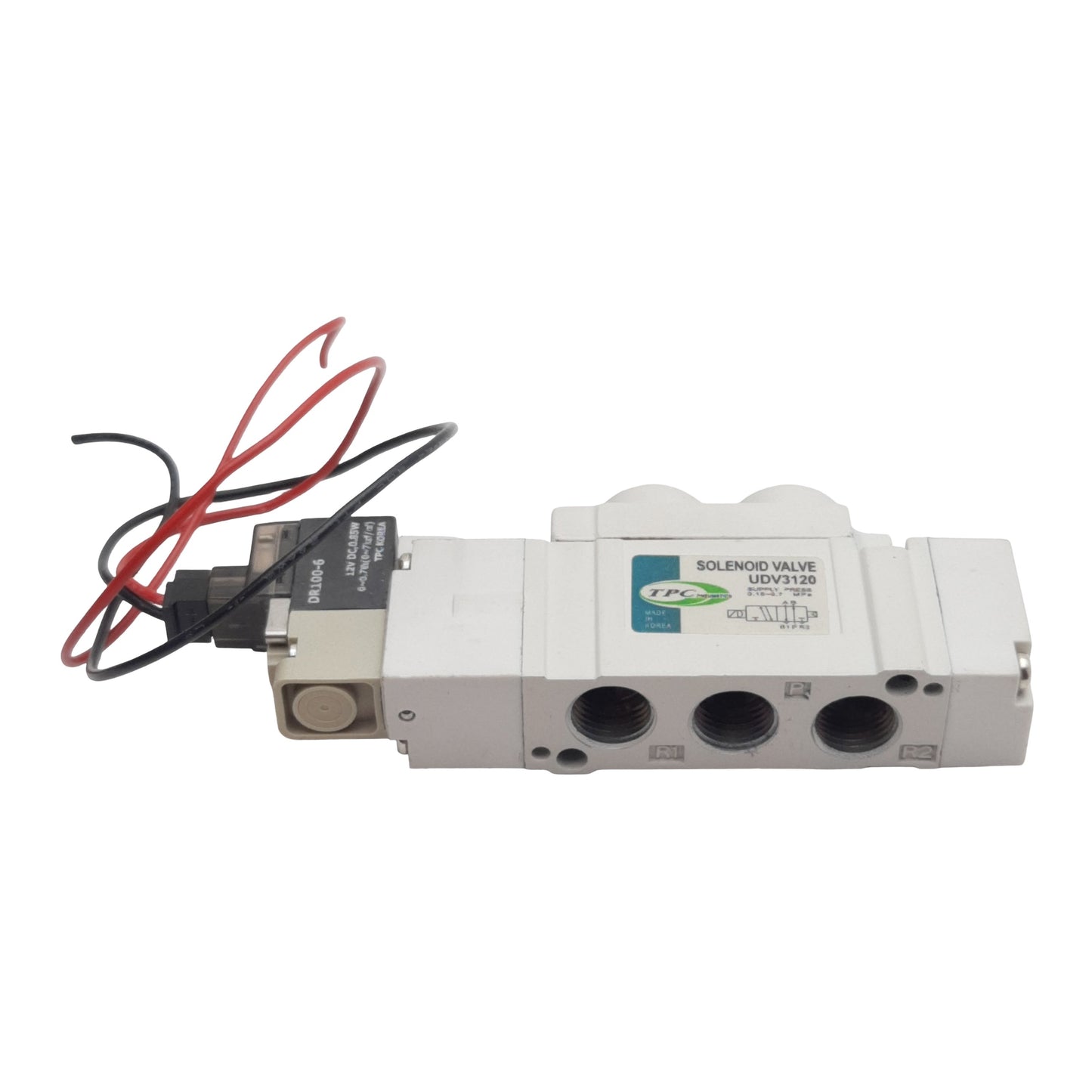 Used  TPC UDV3120 Solenoid Valve, 5/2-Way, 1/8in NPT, 0.15-0.7MPa, 12VDC Coil
