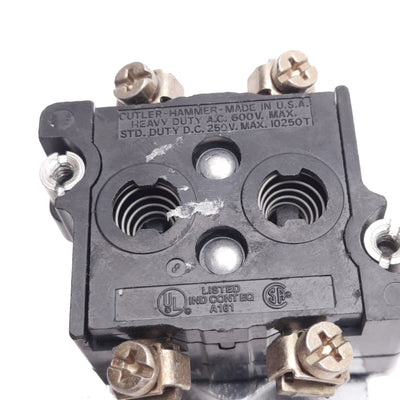 Used Eaton 10250T104-1 Yellow Pushbutton Switch, ø30.5mm, 1NO 1NC, 600VAC 10A Max