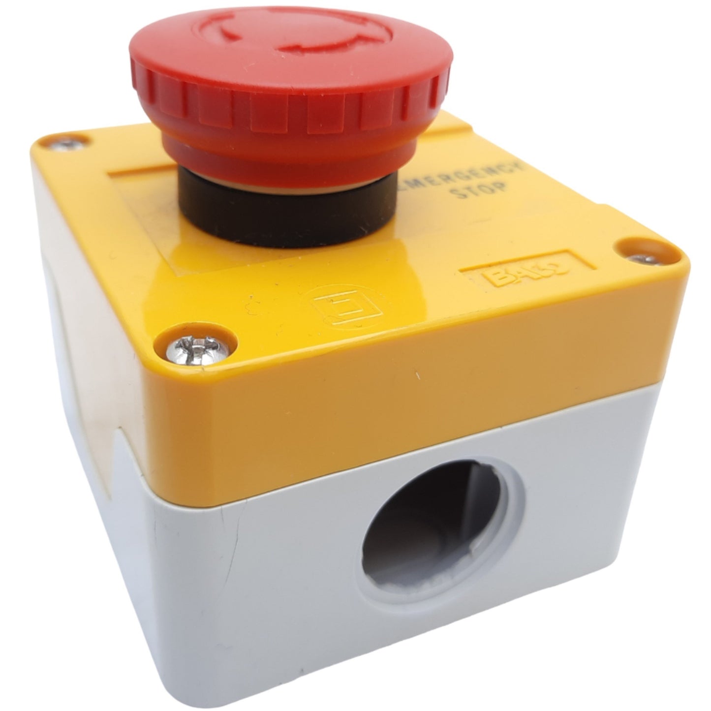 Used Baco LBX10510 E-Stop Control Station, 22mm, Twist Reset Switch, 1NC, 500V AC 10A