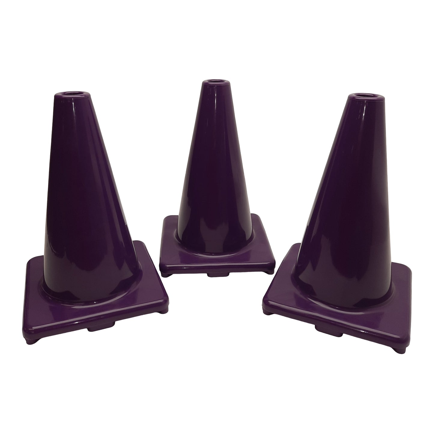 Used Lot of 3 MF Athletic 3625-Purple Colored Cone, 12in x 8.25in x 8.25in, Polyvinyl