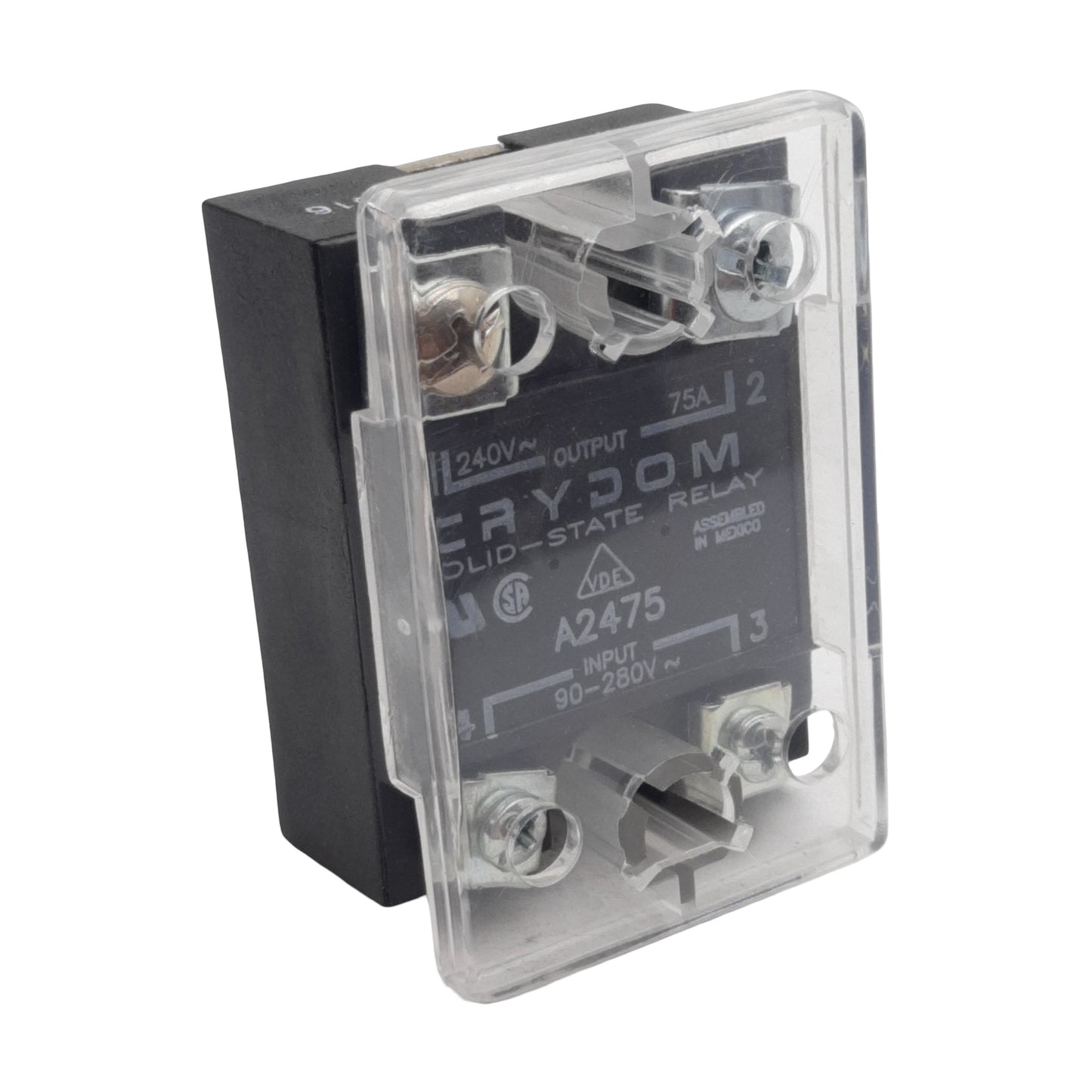 Used Crydom A2475 Solid-State Relay, SPST-NO, 90-280VAC In, 75A 240VAC Out