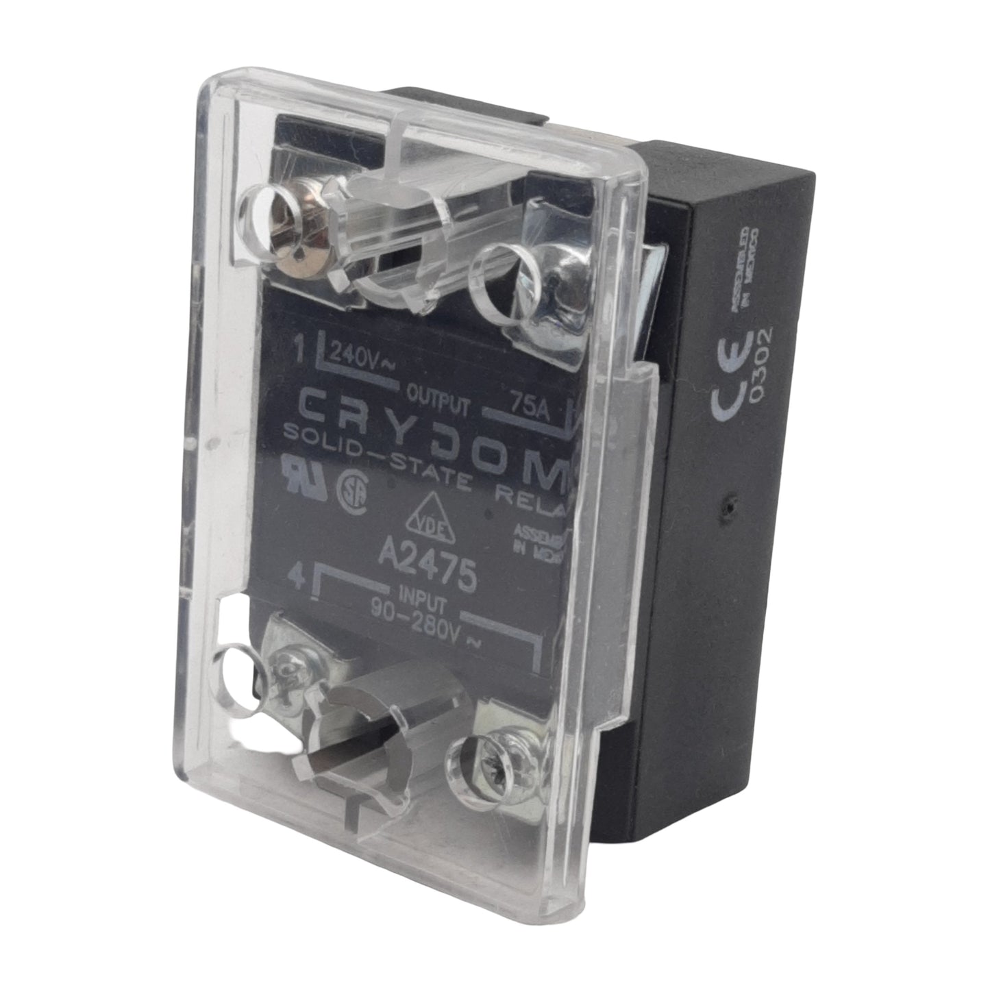 Used Crydom A2475 Solid-State Relay, SPST-NO, 90-280VAC In, 75A 240VAC Out