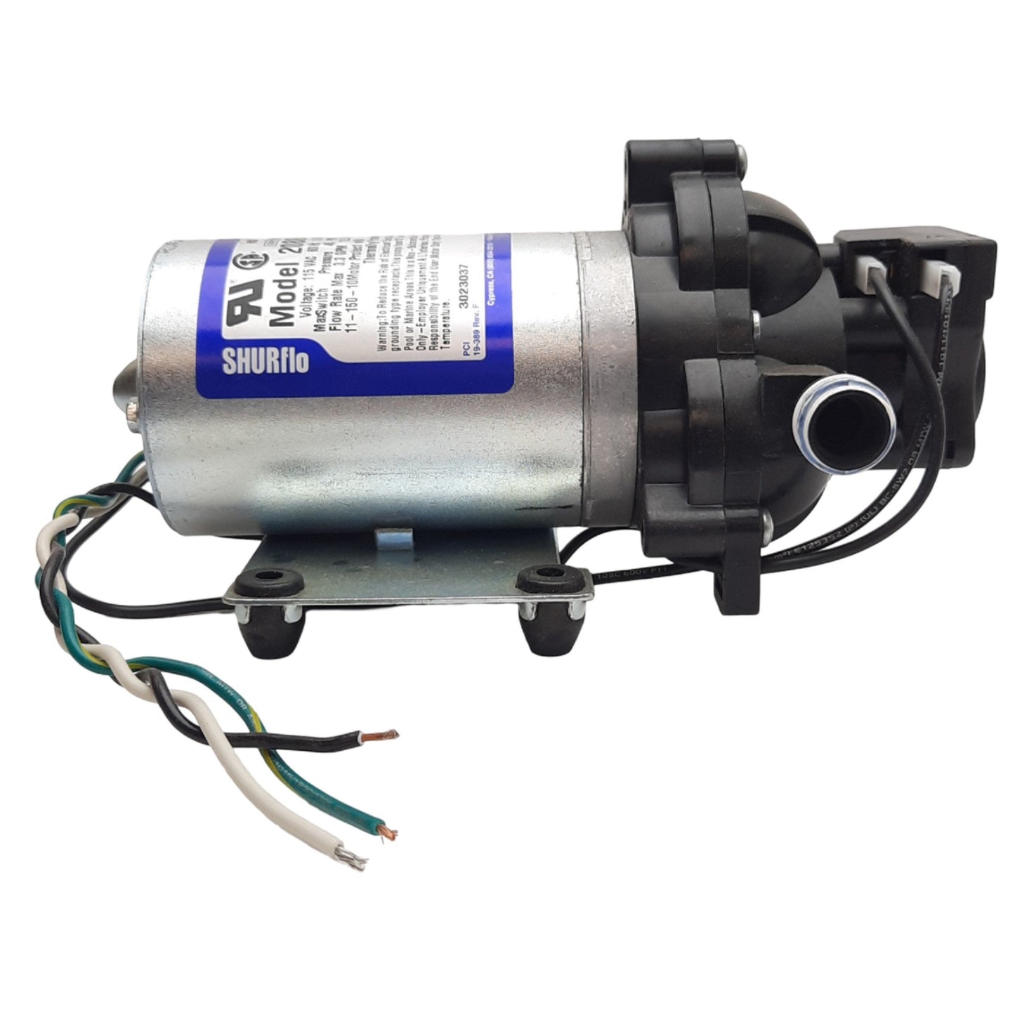 Used SHURFLO 2088-594-154 Delivery Pump 115VAC, 0.9A, 30 to 50PSI, 1/2" - 15 NPS