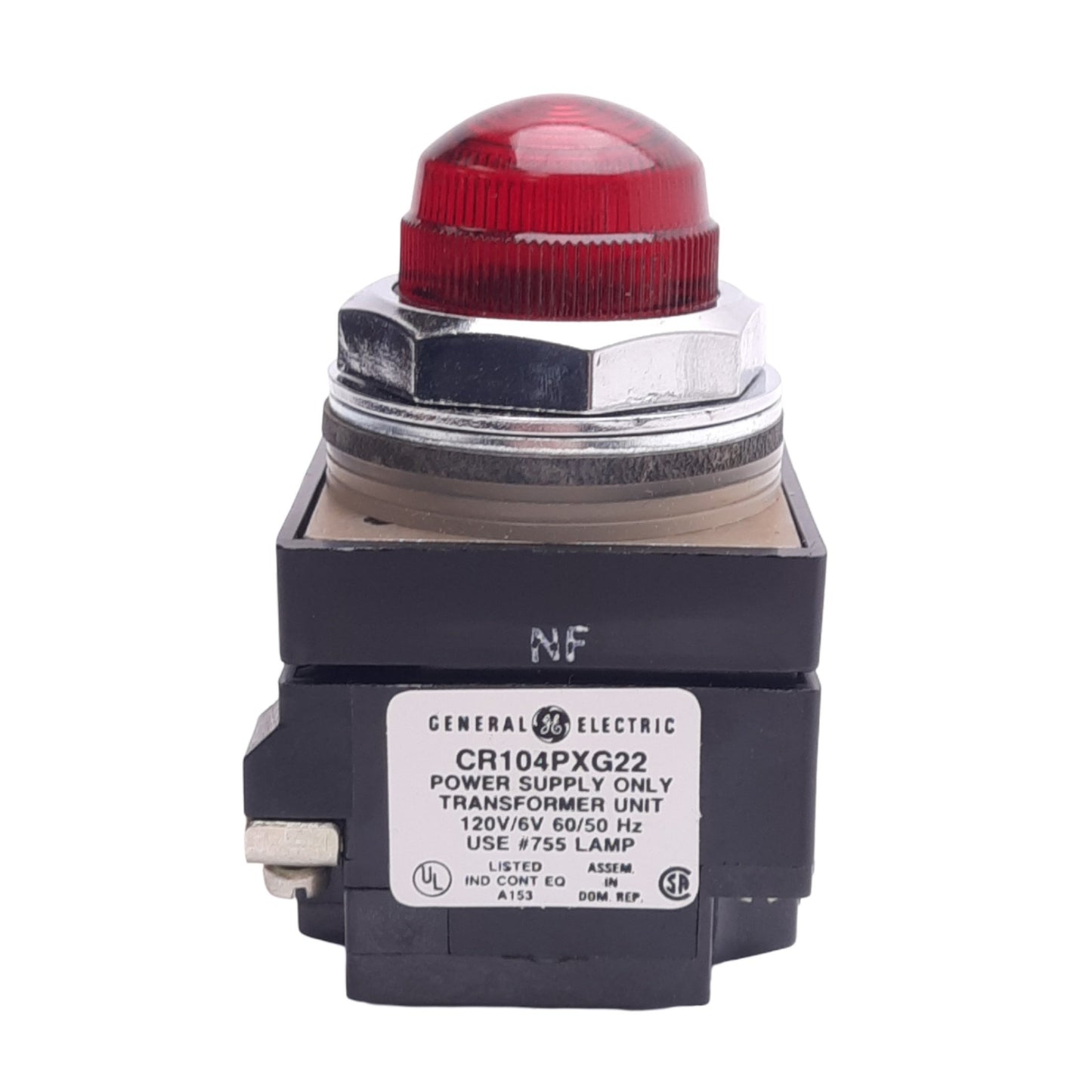 Used General Electric CR104PXG22 Red Indicator Pilot Light, ø30.5mm, 120VAC Lamp