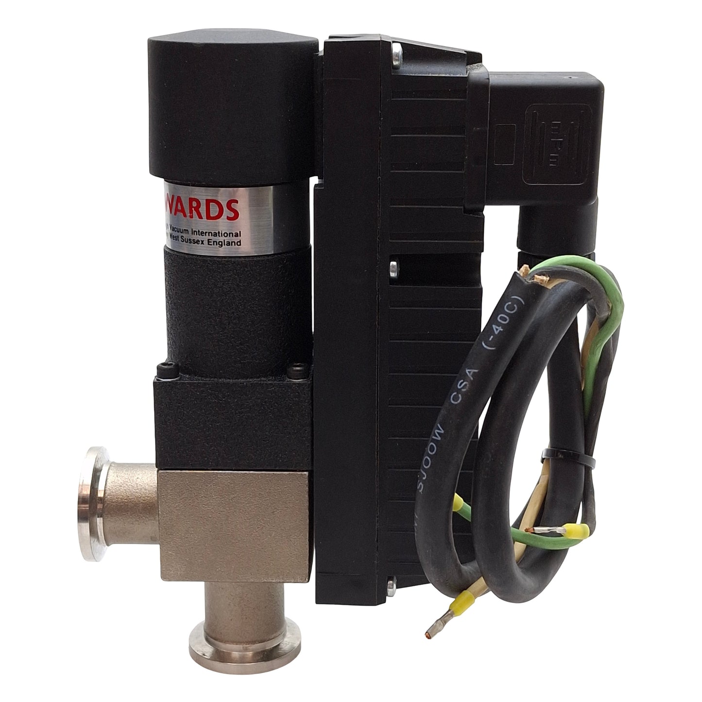 Used Edwards PV16EKS High Vacuum Solenoid Valve, 0.1µPa-0.2MPa, NW16, 90-132VAC Coil
