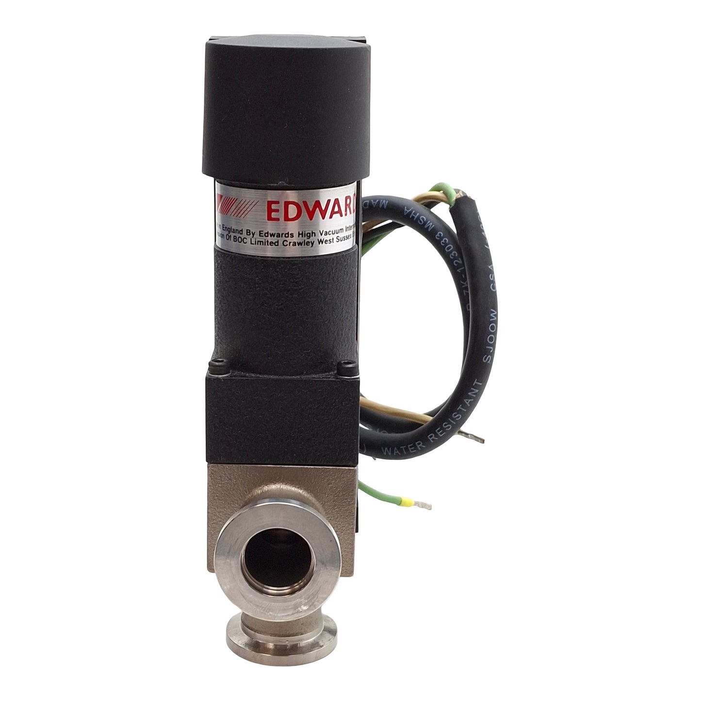 Used Edwards PV16EKS High Vacuum Solenoid Valve, 0.1µPa-0.2MPa, NW16, 90-132VAC Coil