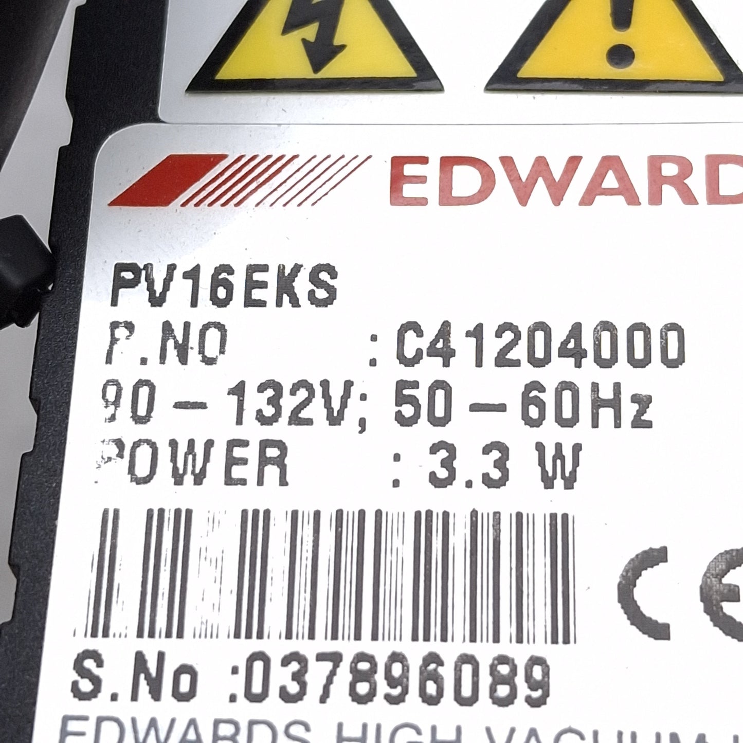 Used Edwards PV16EKS High Vacuum Solenoid Valve, 0.1µPa-0.2MPa, NW16, 90-132VAC Coil