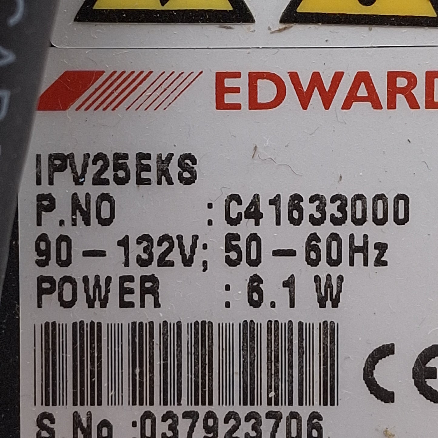 Used Edwards IPV25EKS High Vacuum Solenoid Valve, 0.1µPa-0.2MPa, NW25, 90-132VAC Coil
