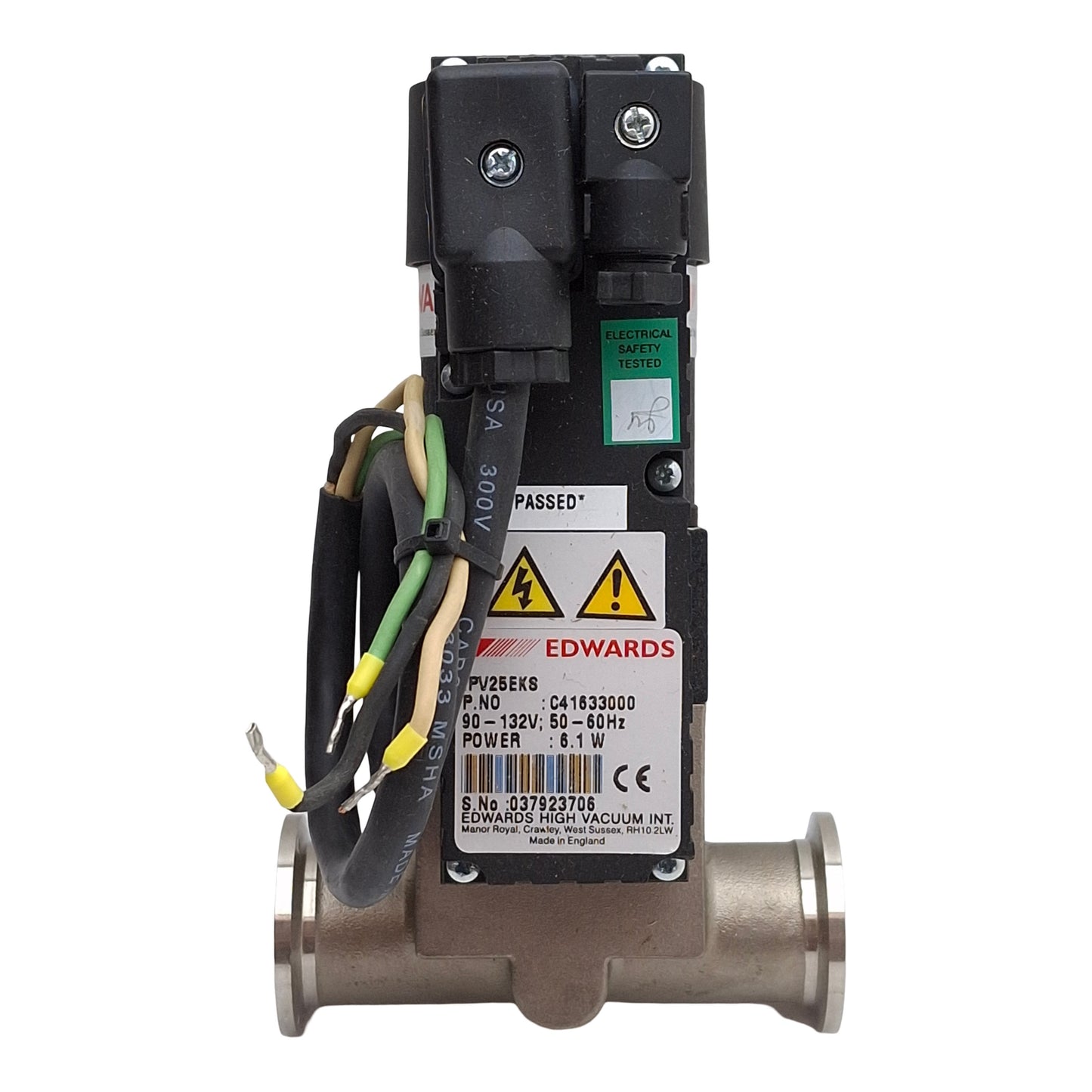 Used Edwards IPV25EKS High Vacuum Solenoid Valve, 0.1µPa-0.2MPa, NW25, 90-132VAC Coil