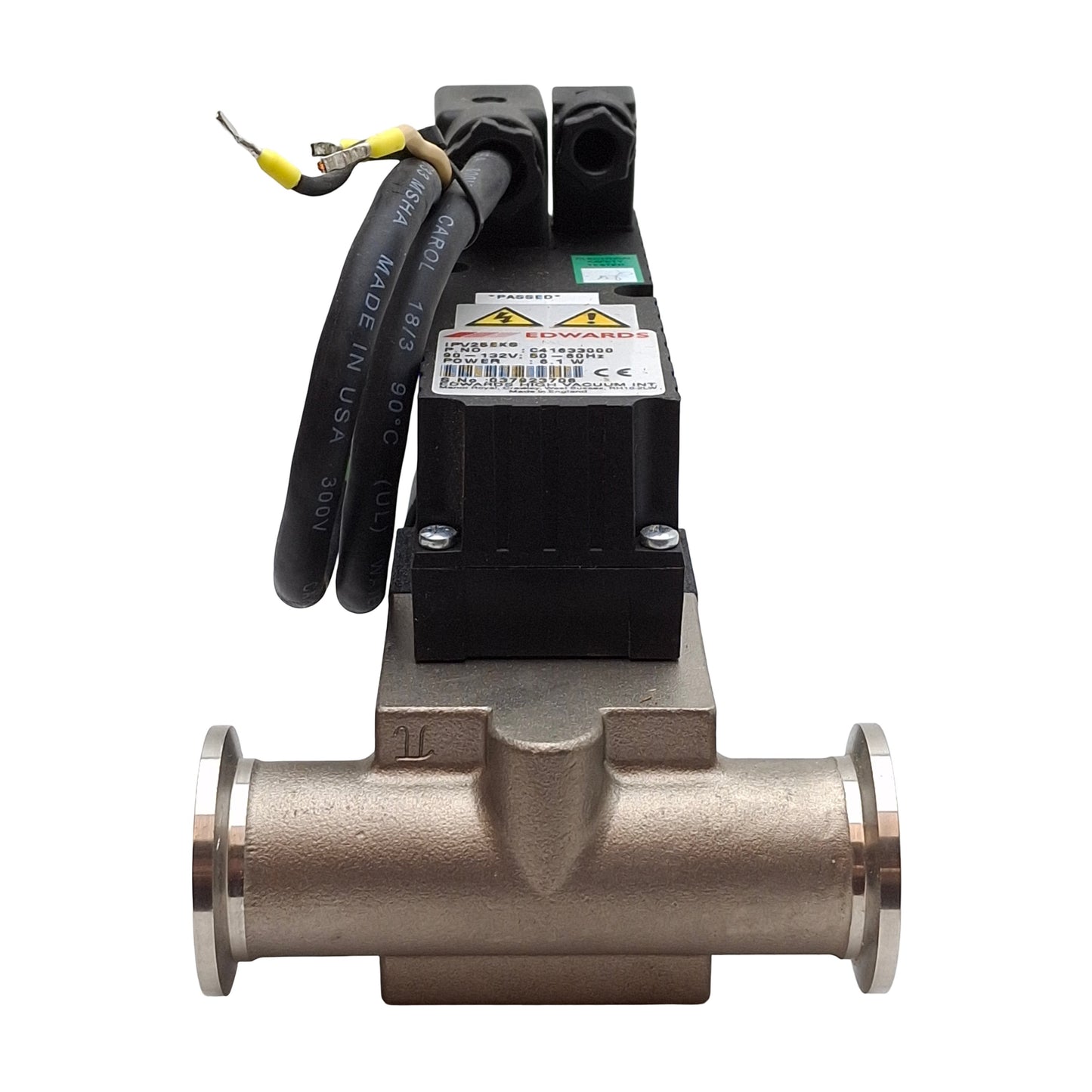 Used Edwards IPV25EKS High Vacuum Solenoid Valve, 0.1µPa-0.2MPa, NW25, 90-132VAC Coil