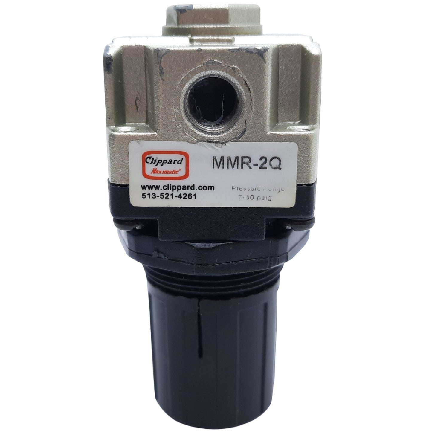 Used Clippard MMR-2Q-P60 Air Regulator, Port 1/4" NPT, Gauge Port 1/8" NPT, 7-60 PSIG