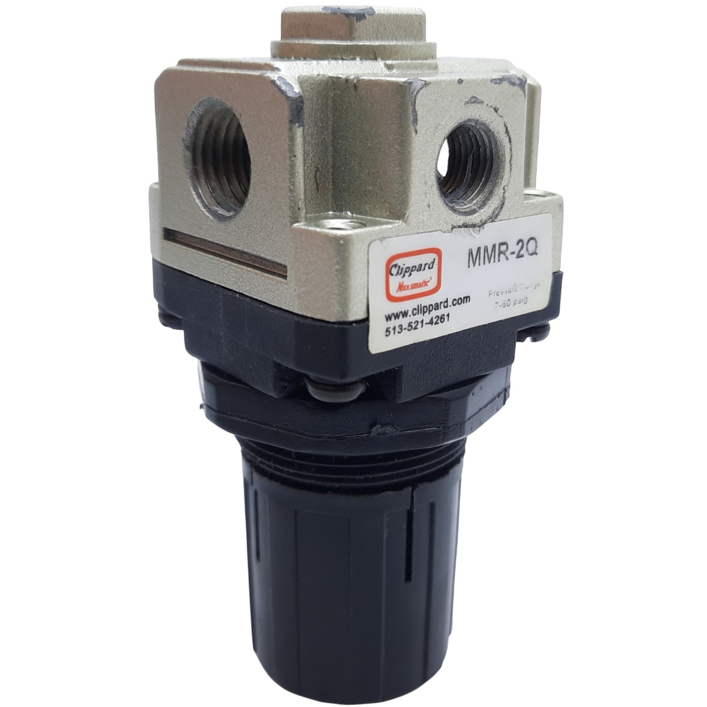 Used Clippard MMR-2Q-P60 Air Regulator, Port 1/4" NPT, Gauge Port 1/8" NPT, 7-60 PSIG