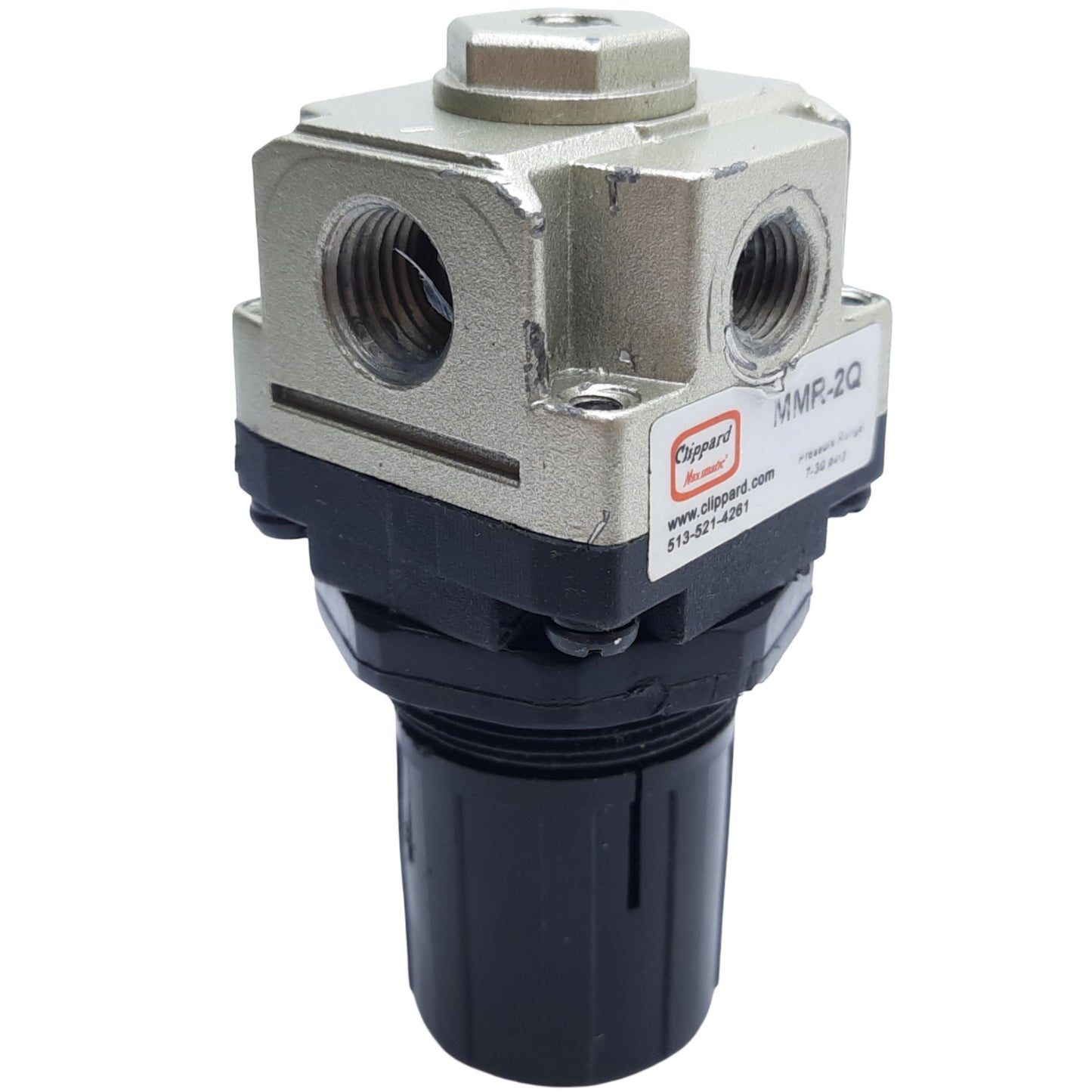 Used Clippard MMR-2Q-P30 Air Regulator, Port 1/4" NPT, Gauge Port 1/8" NPT, 7-30 PSIG