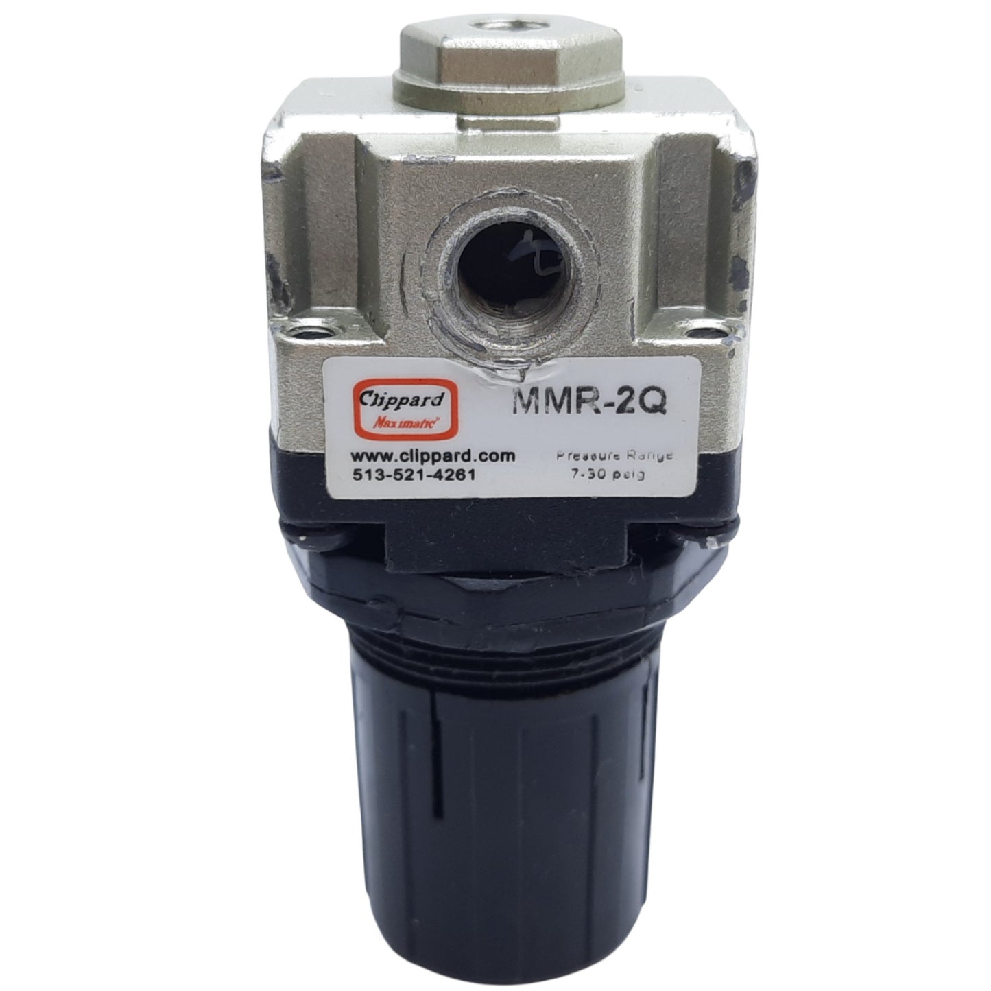 Used Clippard MMR-2Q-P30 Air Regulator, Port 1/4" NPT, Gauge Port 1/8" NPT, 7-30 PSIG