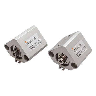 Used Lot of 2 SMC NCDQ2B20-10D Compact Cylinder ø20mm Bore, 10mm Stroke, #10-32 Ports