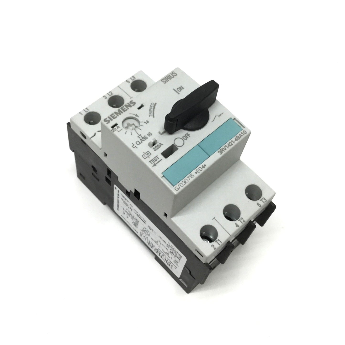 Used Siemens 3RV1421-4BA10 Motor Protection Circuit Breaker, 3-Pole, 14-20A, 600VAC