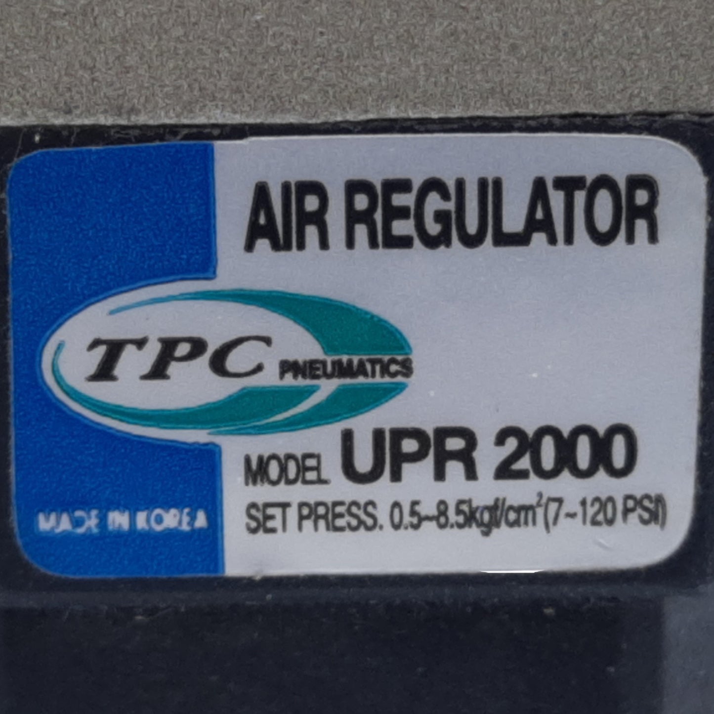 Used TPC UPR2000-01 Pneumatic Regulator, Port 1/8" NPT, 7-120PSI Set, 150PSI Max