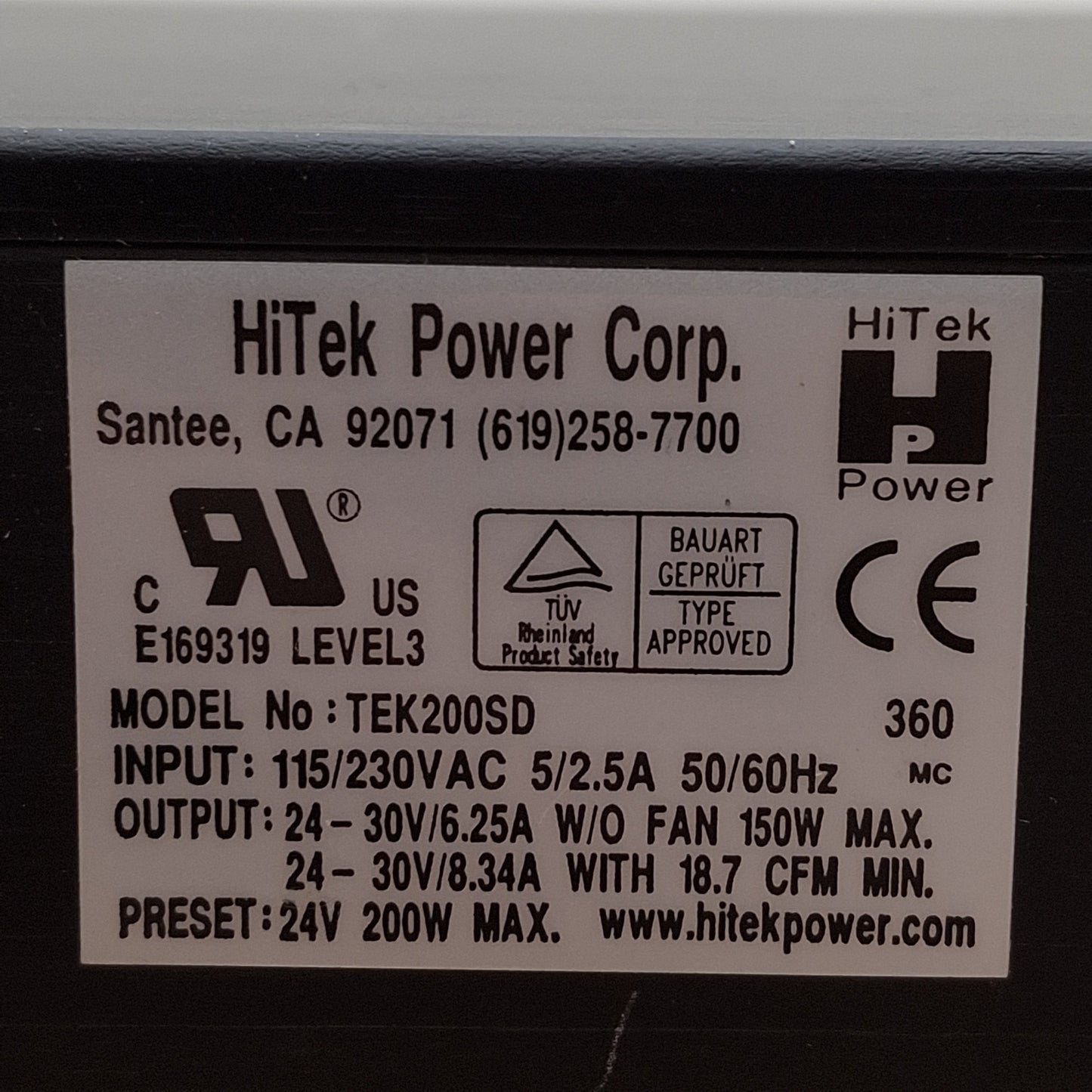 Used Vacuum Intruments 8317-700-10 DC Power Supply, 100-240VAC IN, 5-24VDC OUT