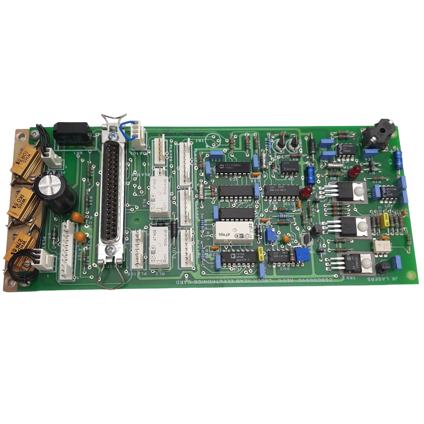 Used JK Lasers E60C0591C Rev 5 Laser Head Electronics Card, 37 Pin D-Sub, 3x 8-Pin