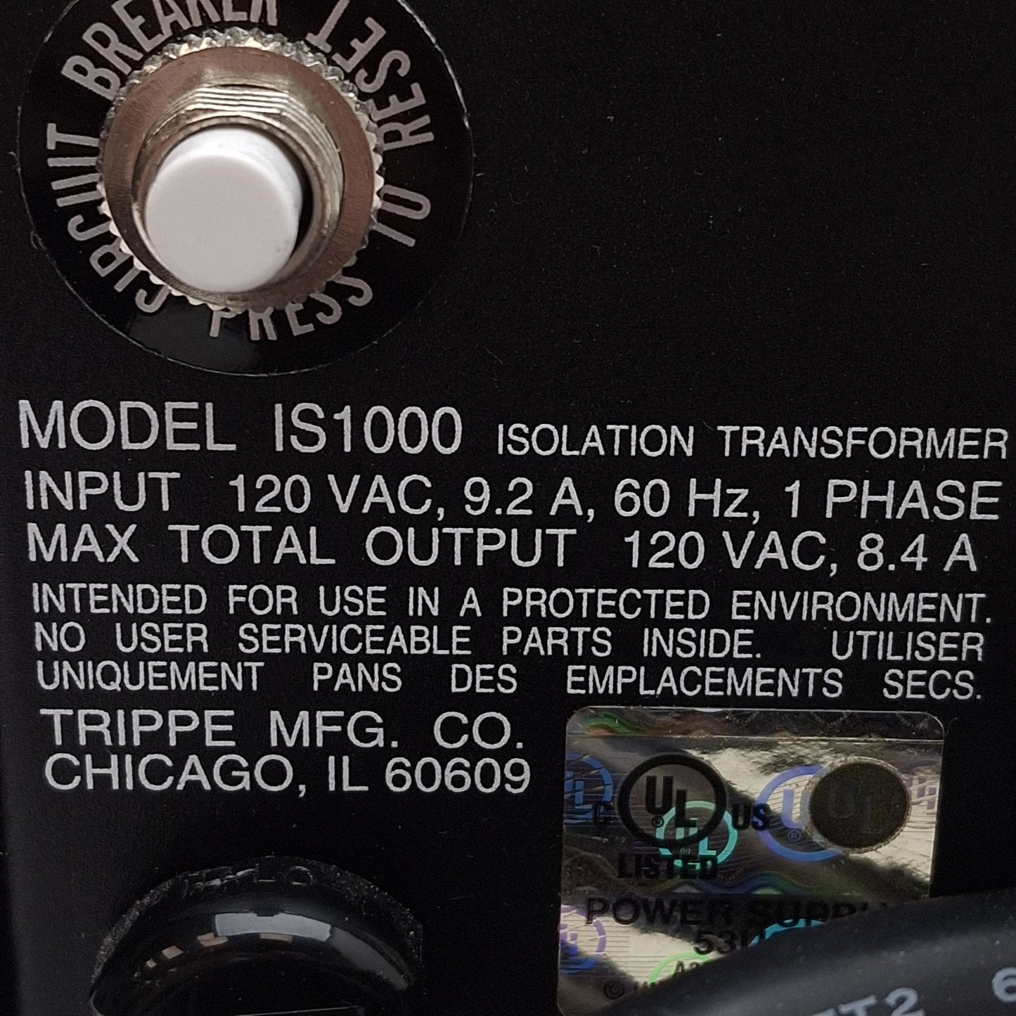 Used Eaton IS1000 TRIPP LITE Isolation Transformer, 1000W, 120VAC, (4x) NEMA 5-15R