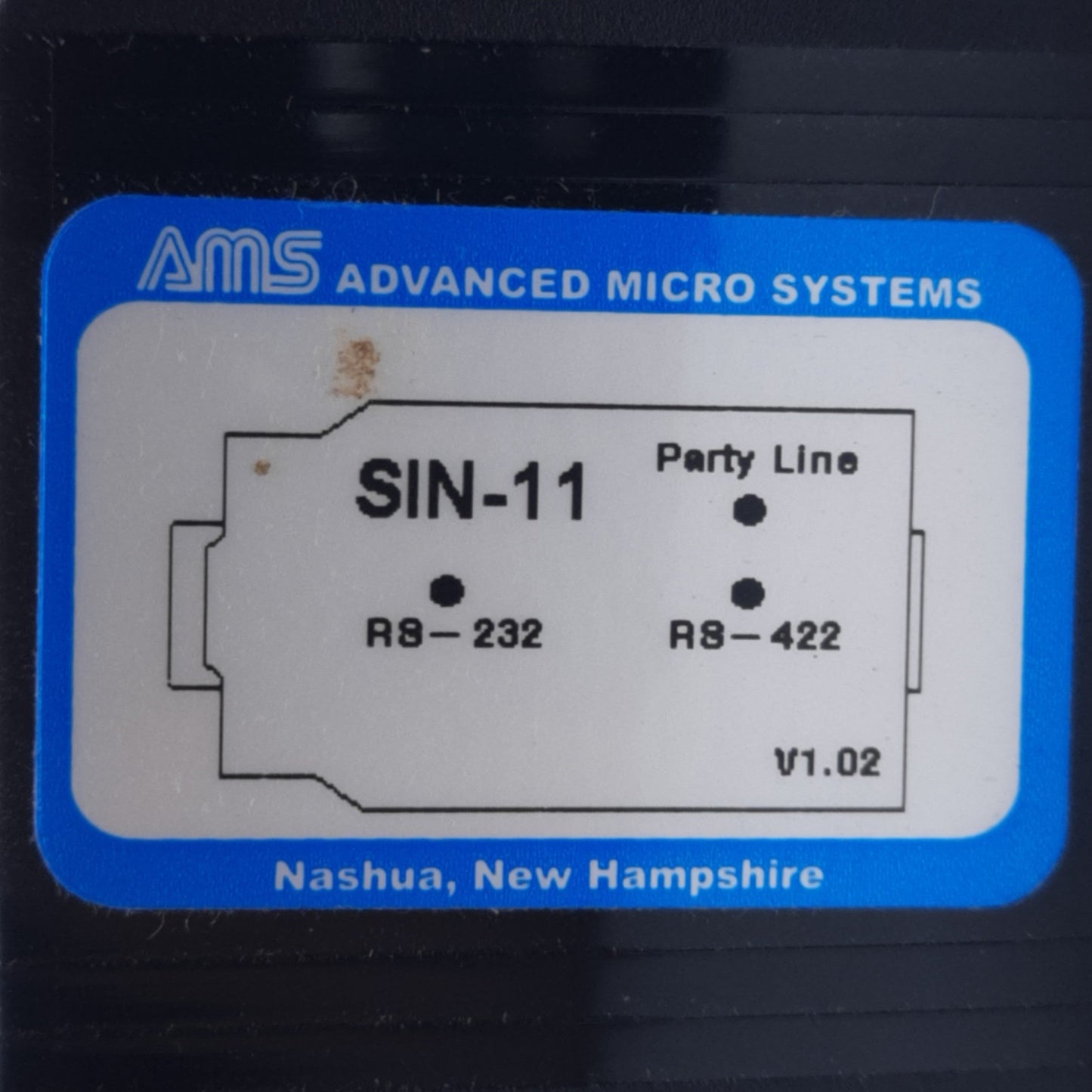 Used AMS SIN-11 Serial Interface Adapter RS-232 Serial Port, 9600 Baud