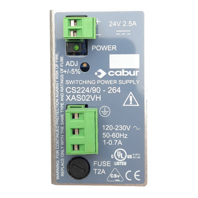 Used Cabur CS224/90-264 Switching Power Supply, 120-230VAC In, 24VDC 2.5A Out, 60W