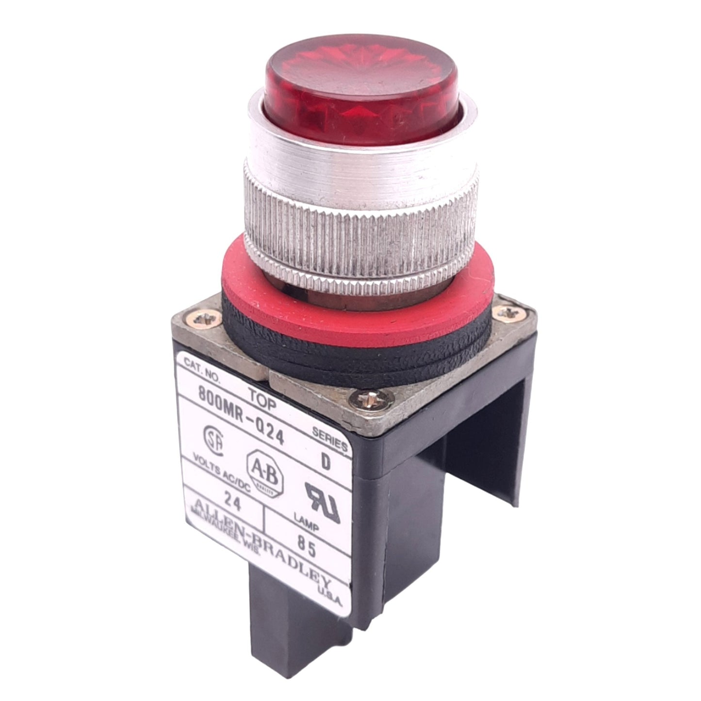 Used Allen Bradley 800MR-Q24R Red Indicator Pilot Light, ø22mm, 24VAC/DC Lamp