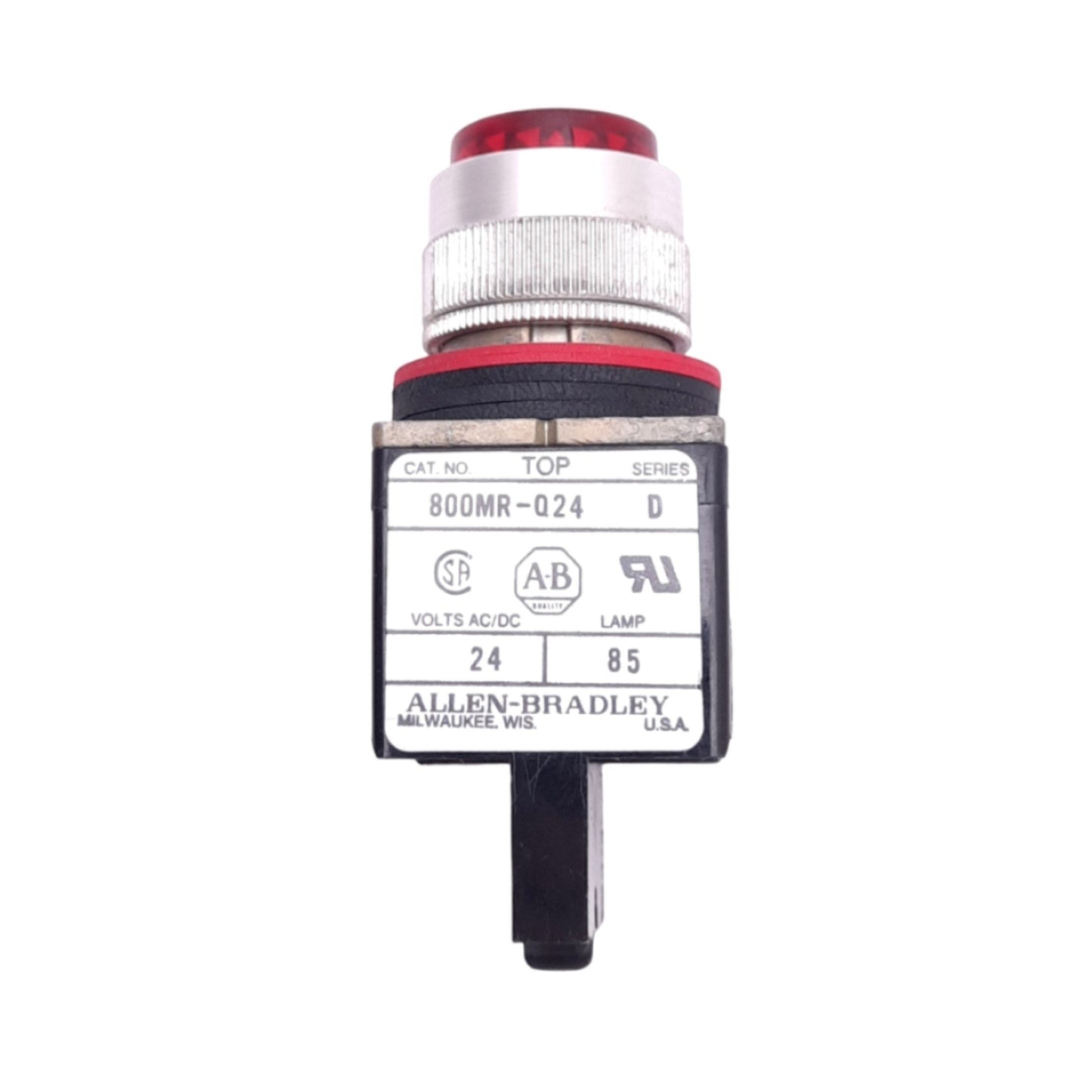 Used Allen Bradley 800MR-Q24R Red Indicator Pilot Light, ø22mm, 24VAC/DC Lamp