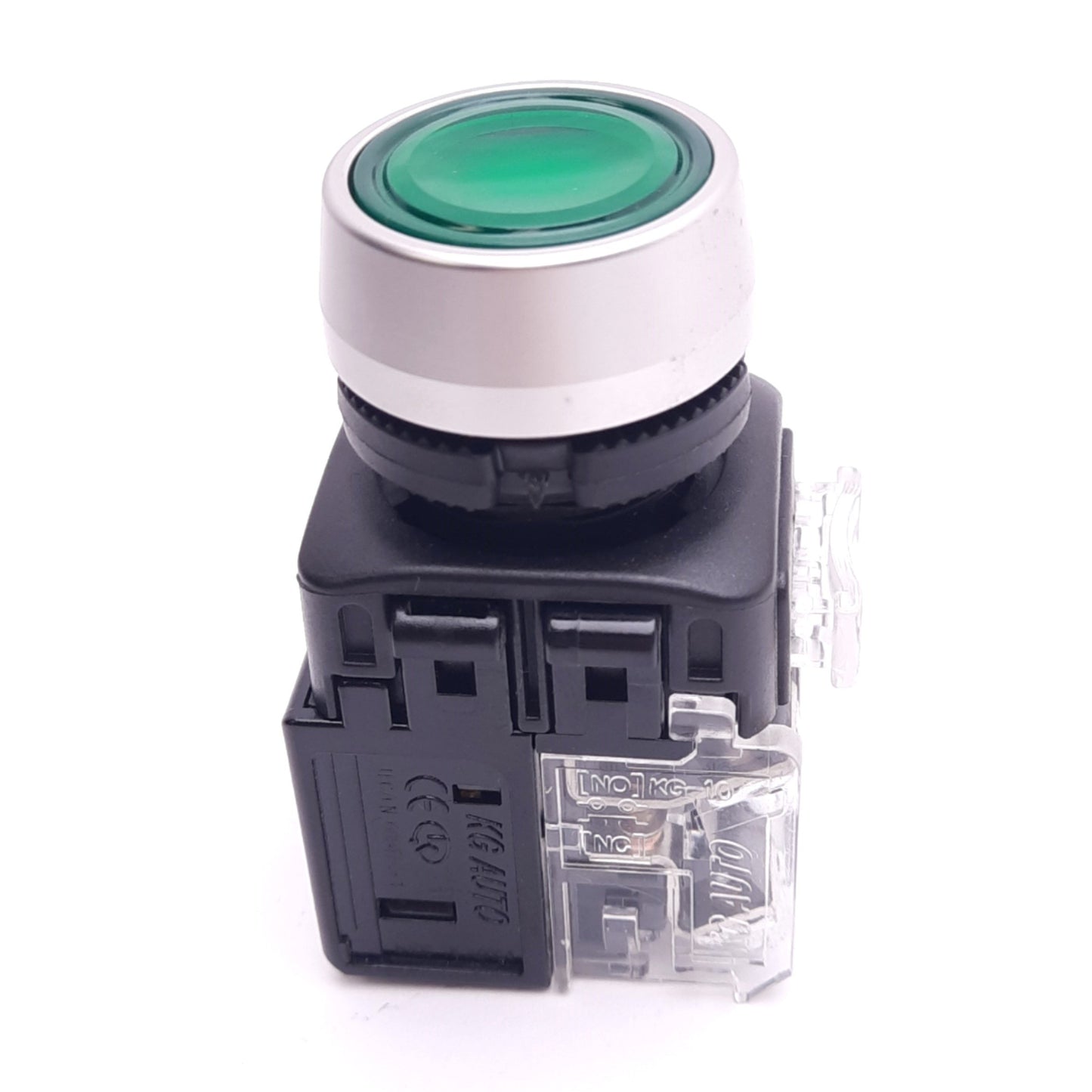 New KG Auto KGX-HMD21G Illuminated Pushbutton Switch, ø22mm, 1NC+1NO, 12/24VDC Lamp