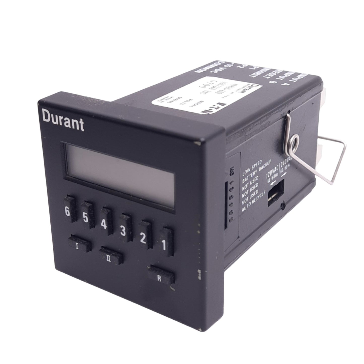 Used Eaton 45620-400 Durant Counter Timer, 6-Digit, 40mm LCD, 120/240VAC, 48x48mm DIN
