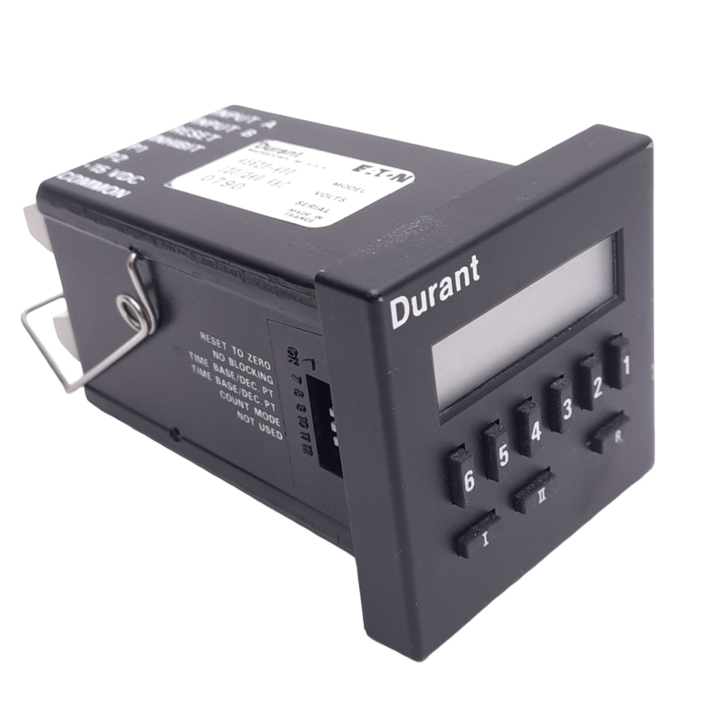 Used Eaton 45620-400 Durant Counter Timer, 6-Digit, 40mm LCD, 120/240VAC, 48x48mm DIN