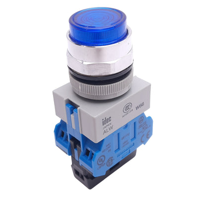 New IDEC ALW29911D-B-24V Blue Illuminated Pushbutton Switch, 22mm, 1NO+1NC, 24V Lamp