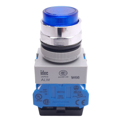 New IDEC ALW29911D-B-24V Blue Illuminated Pushbutton Switch, 22mm, 1NO+1NC, 24V Lamp