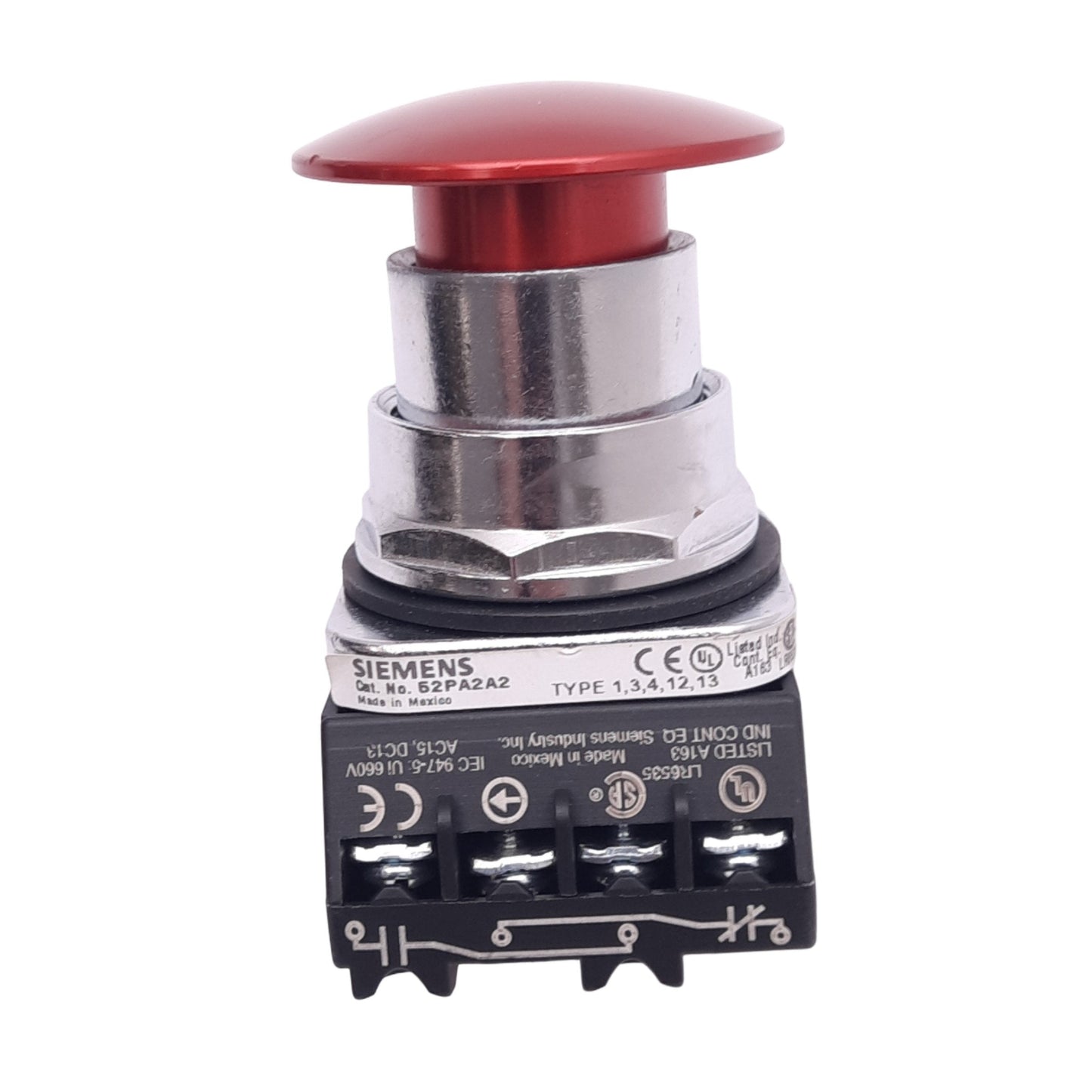 New Siemens 52PA2A2 Red Push/Pull E-Stop Button, ø30.5mm, 1NO 1NC, 600V 10A Max