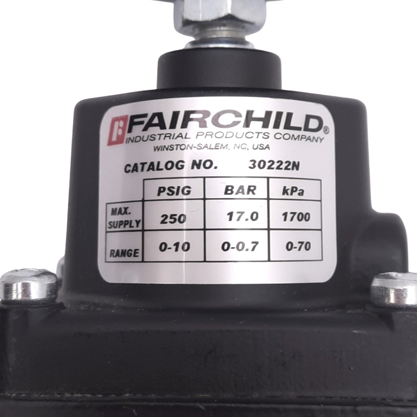 Used Fairchild 30222N Pressure Regulator, 0-10psig Set, 150psig Max, 1/4in NPT