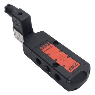 Used Asco SC8551A017MS Solenoid Valve, 5/4-Way, 1/4in NPT, 30-150psi, 24VDC Coil