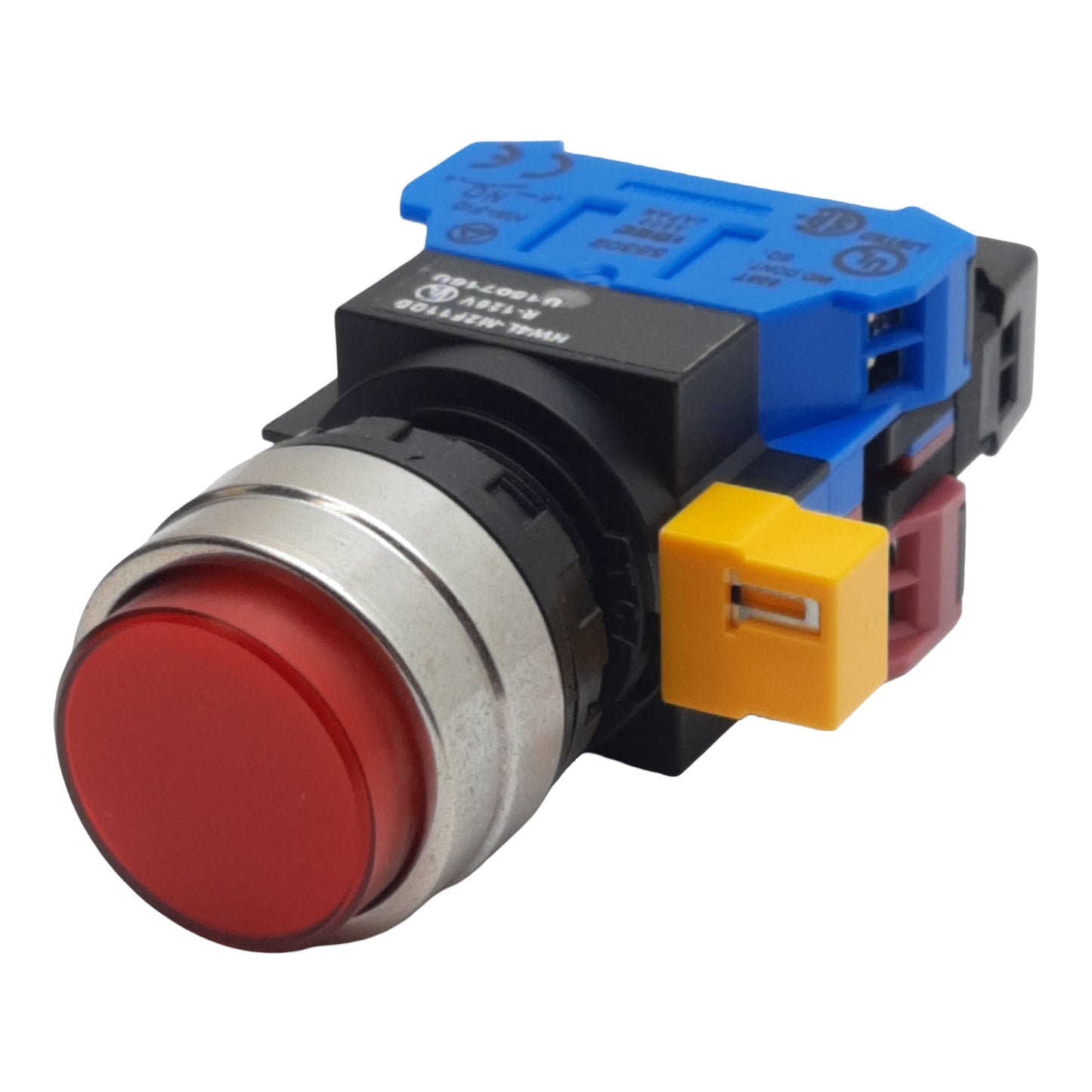 Used IDEC HW4L-M2F11QD-R-120V Red Illuminated Pushbutton, 22mm, 1NO-1NC, 120VAC/DC