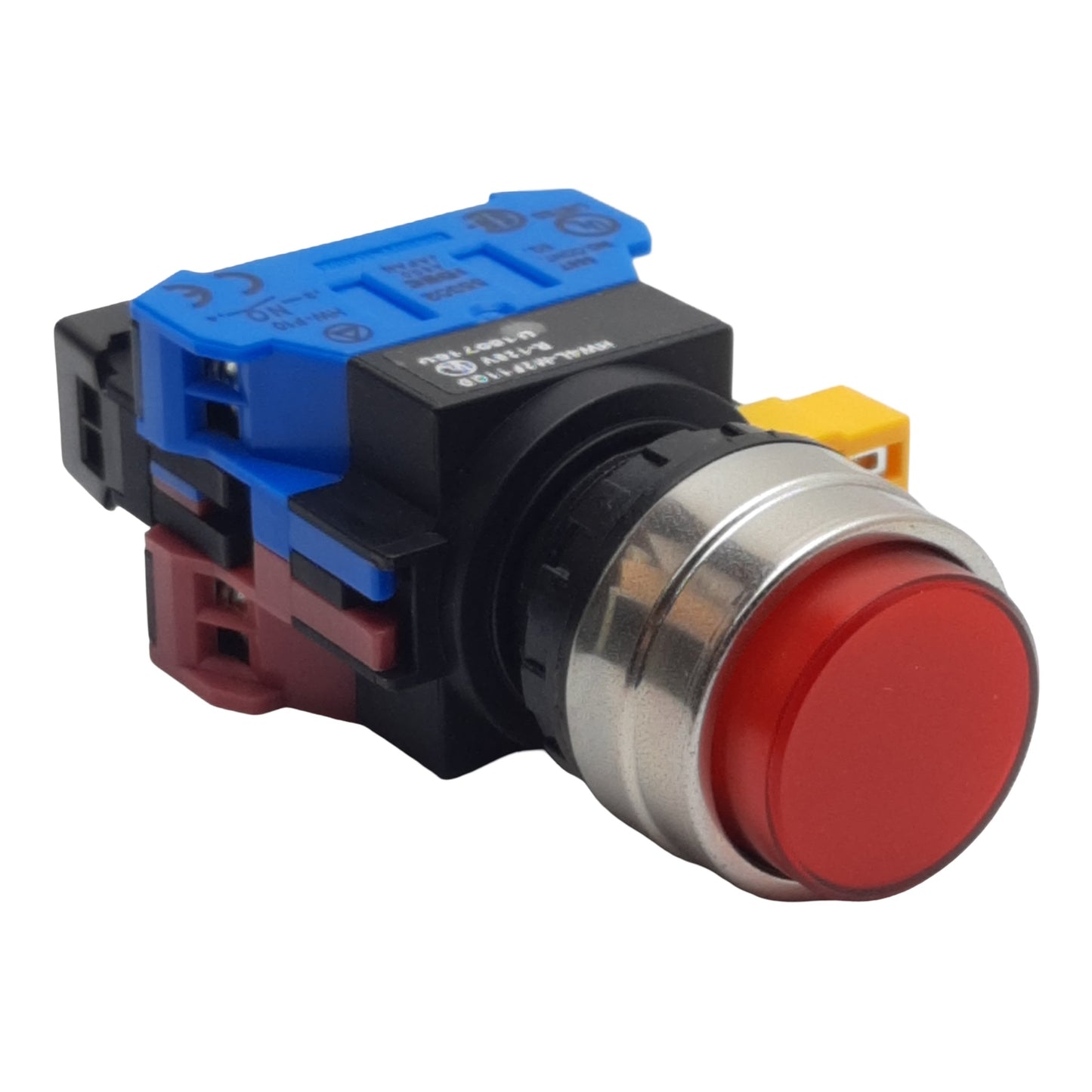 Used IDEC HW4L-M2F11QD-R-120V Red Illuminated Pushbutton, 22mm, 1NO-1NC, 120VAC/DC