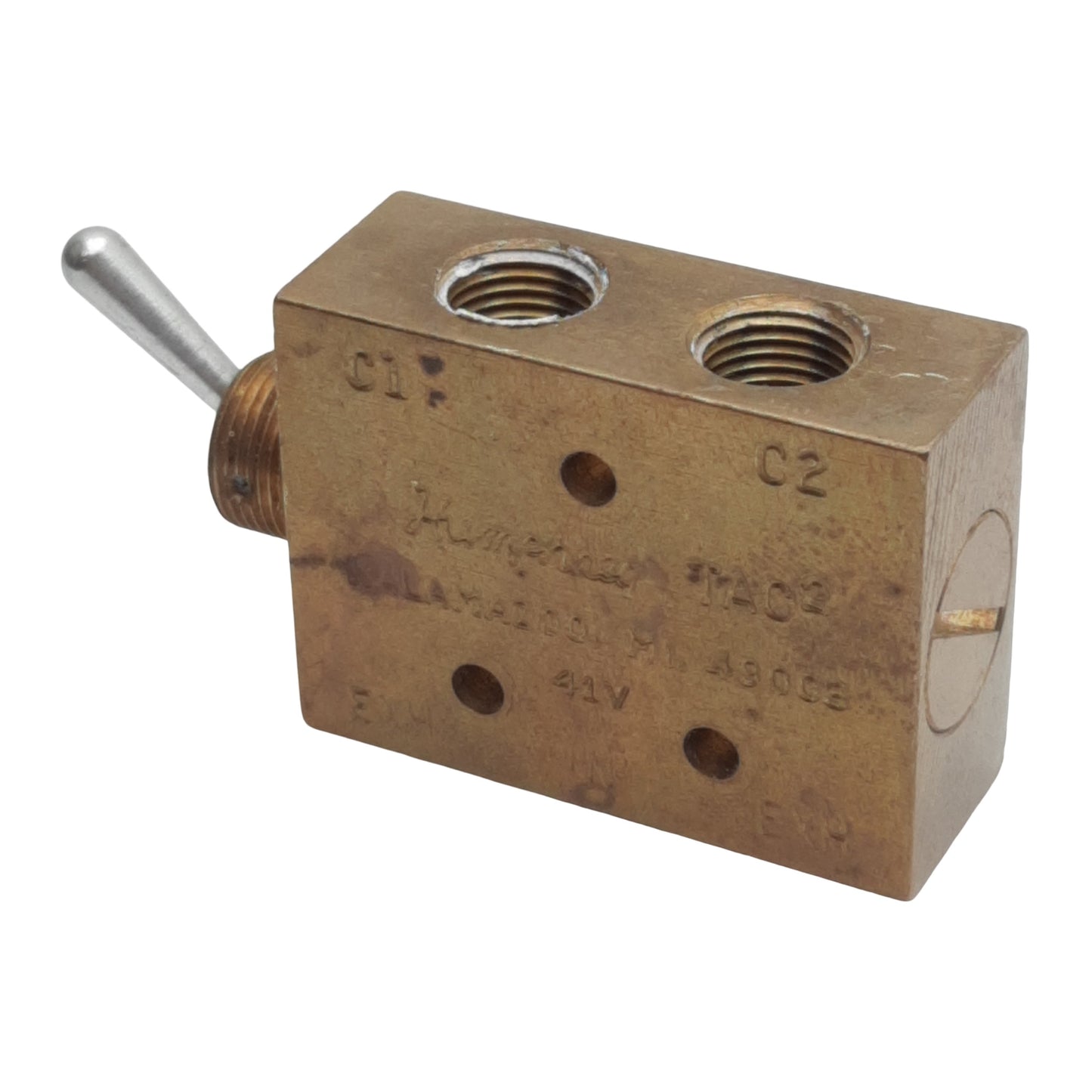 Used Humphrey 41V TAC² Miniature Toggle Valve, 5/4-Way, 0-125psi, 1/8in NPSF, #10-32