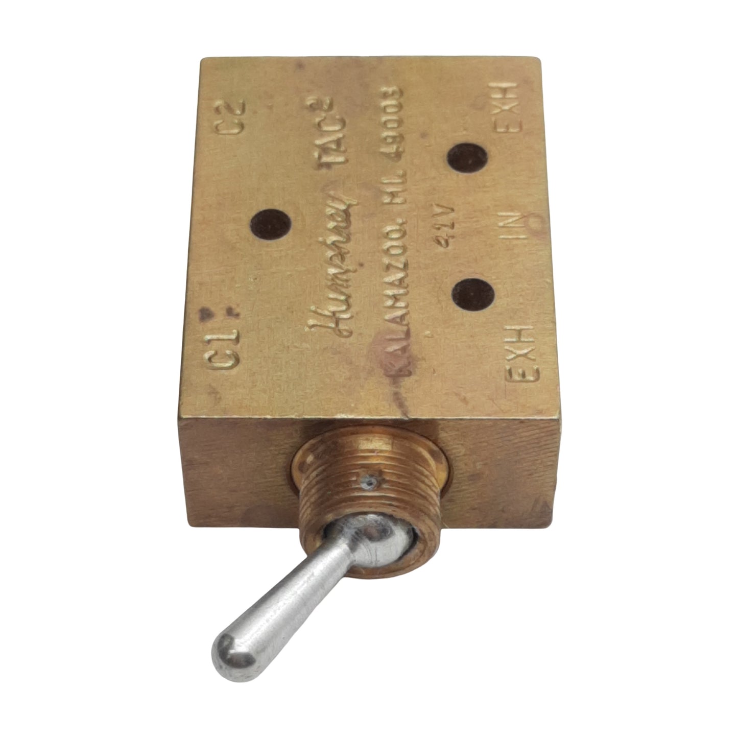 Used Humphrey 41V TAC² Miniature Toggle Valve, 5/4-Way, 0-125psi, 1/8in NPSF, #10-32