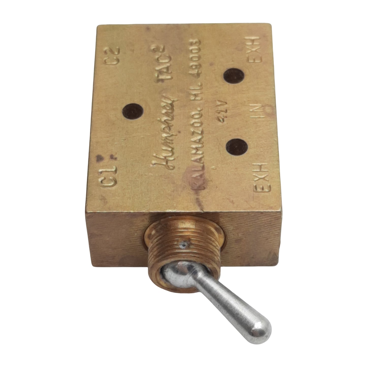 Used Humphrey 41V TAC² Miniature Toggle Valve, 5/4-Way, 0-125psi, 1/8in NPSF, #10-32