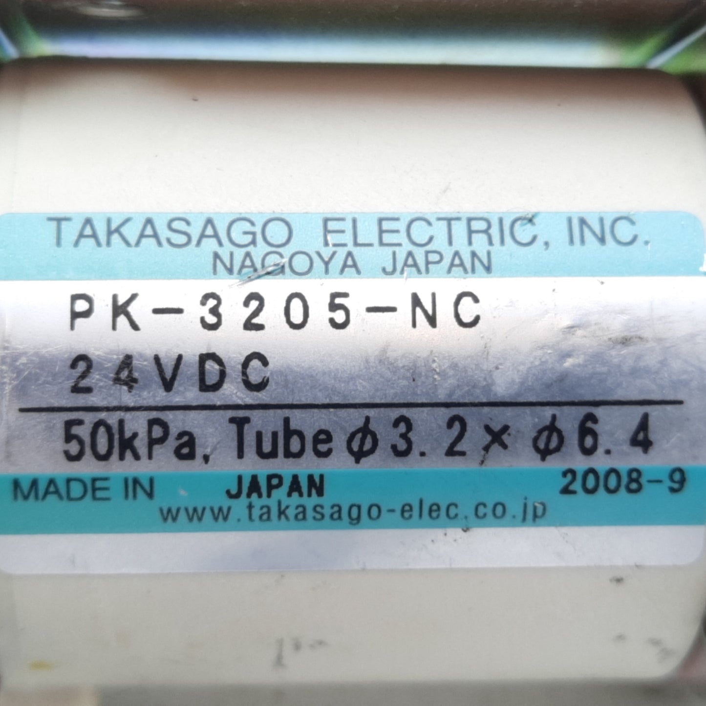 Used Takasago Electric PK-3205-NC Solenoid Pinch Valve 2-Way Normally Closed, 24 VDC