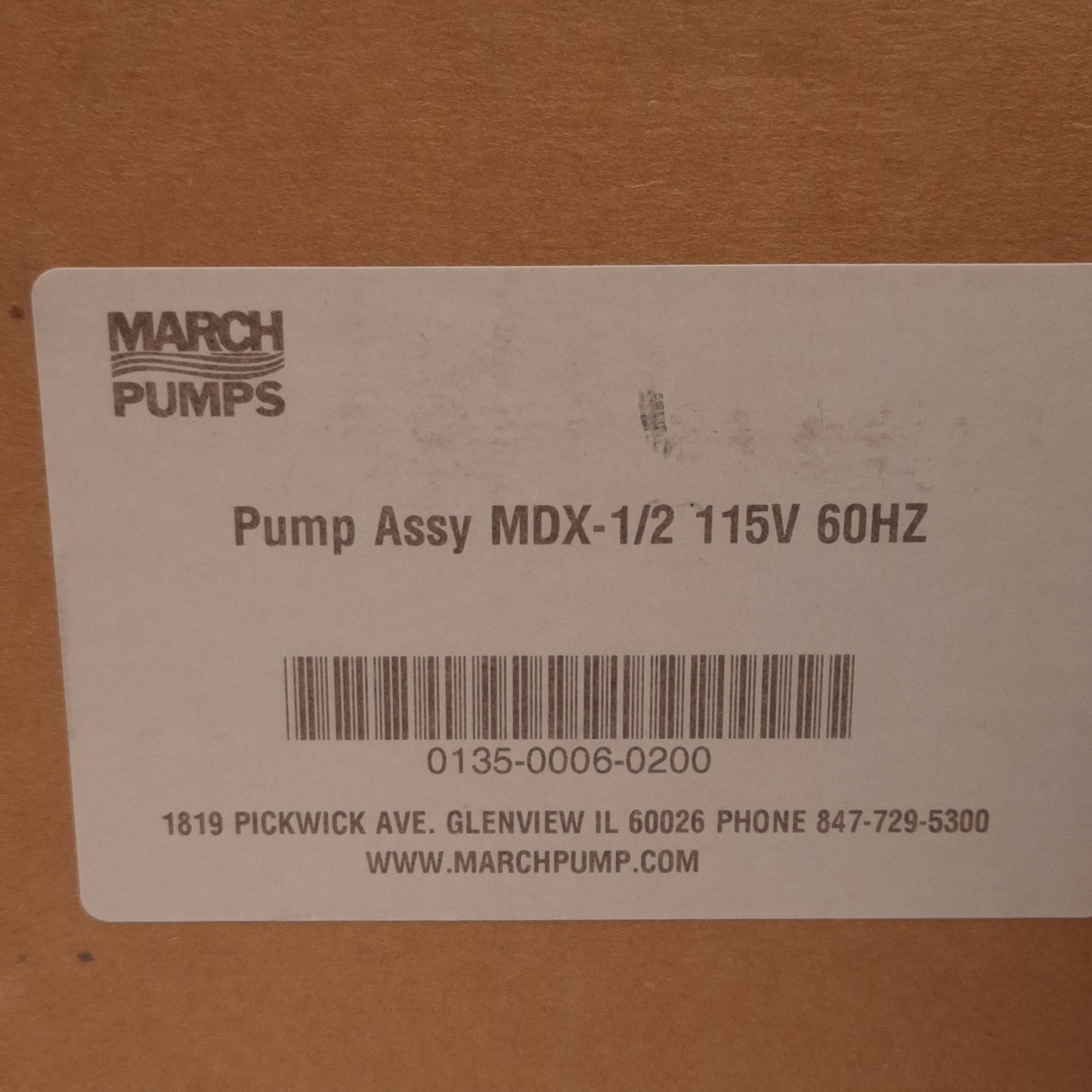 Used March MDX-1/2 Magnetic Drive Pump, 6gpm, 50psi, ø1/2in OD, 115VAC, 1750rpm