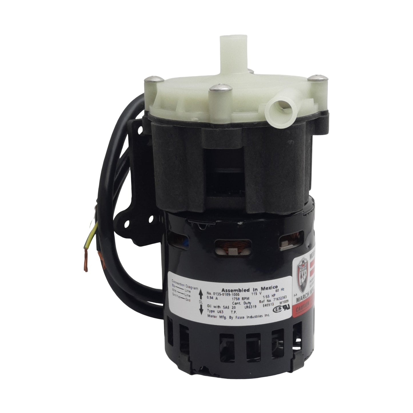 Used March MDX-1/2 Magnetic Drive Pump, 6gpm, 50psi, ø1/2in OD, 115VAC, 1750rpm