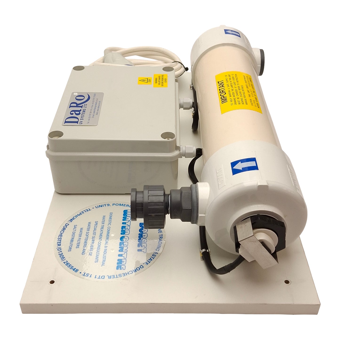 Used DaRo 15/3P UV Water Disinfection Unit, 100gal/hr, 3/4in BSP, 220-240VAC 30VA