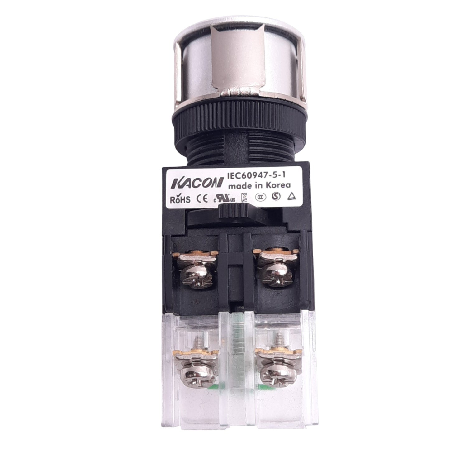 New Kacon K25F-27 Red STOP Illuminated Pushbutton, 25mm, 1NO, 24V LED, 250VAC 6A Max