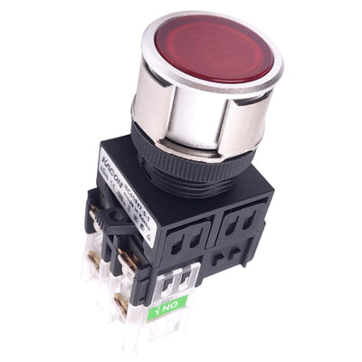 New Kacon K25F-27 Red STOP Illuminated Pushbutton, 25mm, 1NO, 24V LED, 250VAC 6A Max