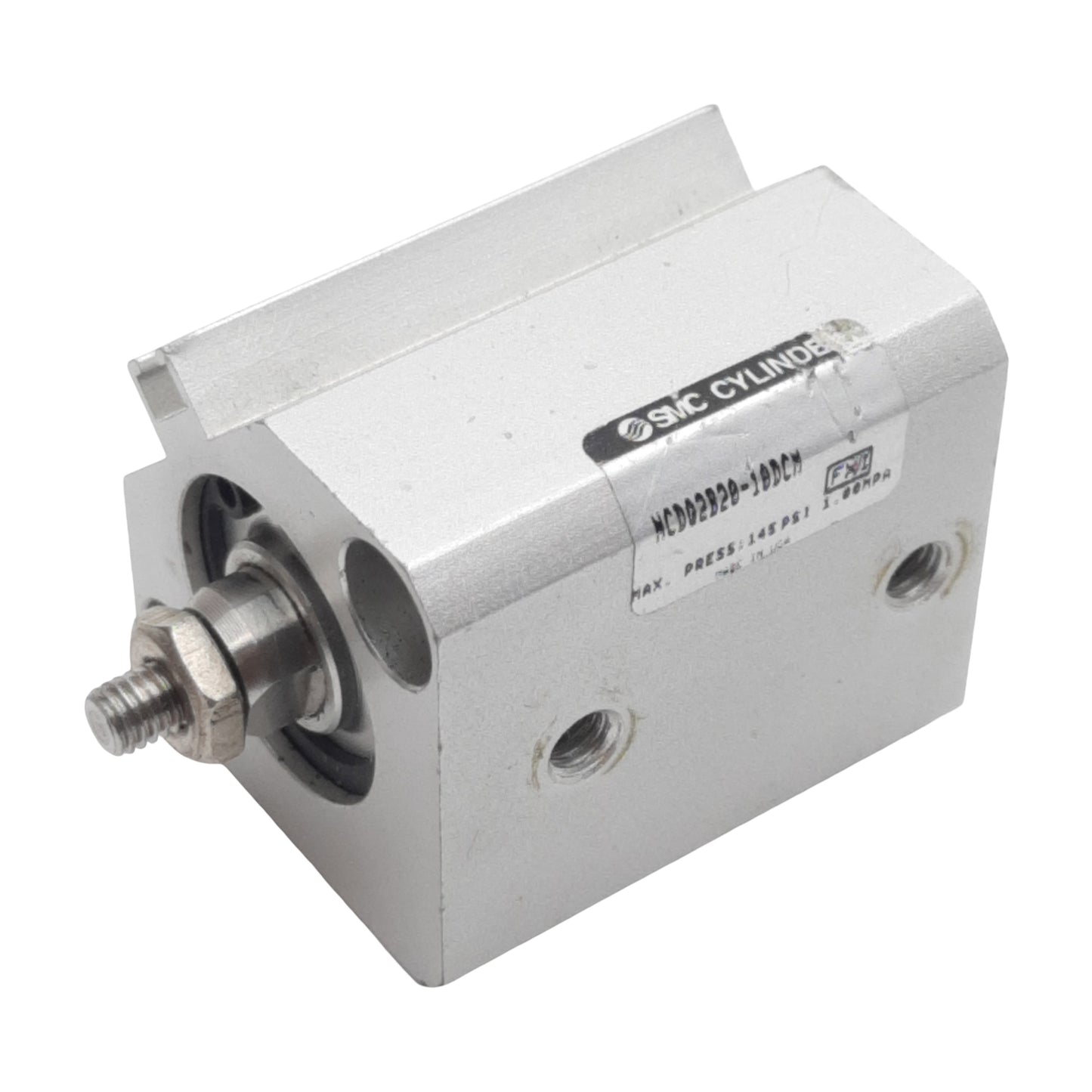 Used SMC NCDQ2B20-10DCM Pneumatic Cylinder, ø20mm Bore, 10mm Stroke, M5, 145psi